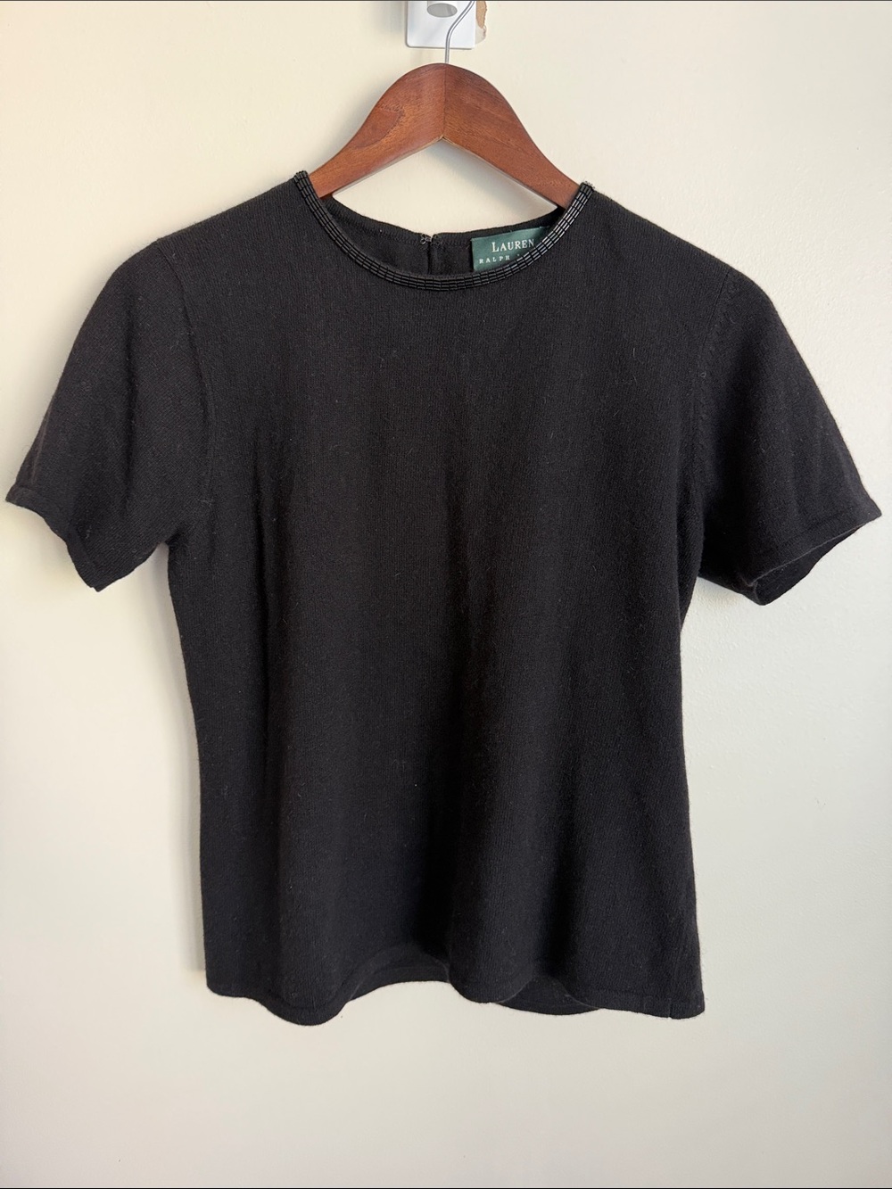 Vintage Ralph Lauren Merino Wool & Rabbit Hair Beaded Black Sweater